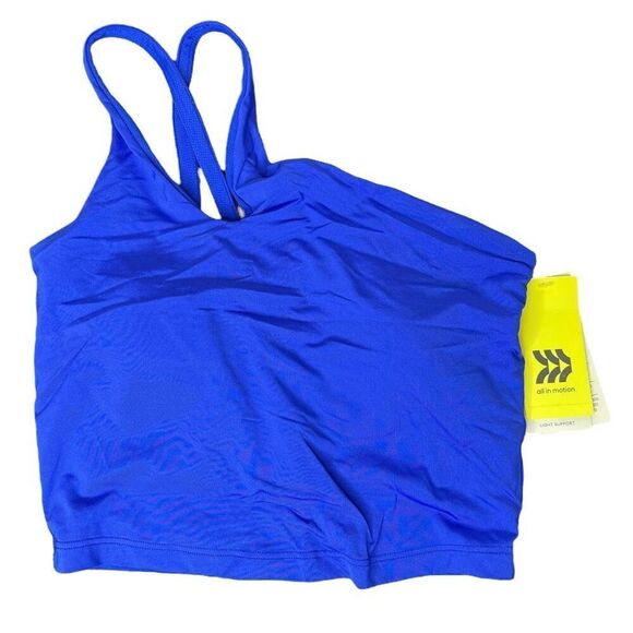 NEW All in Motion Dark Blue Asymmetric Crop Sports Bra Small - Picture 1 of 6